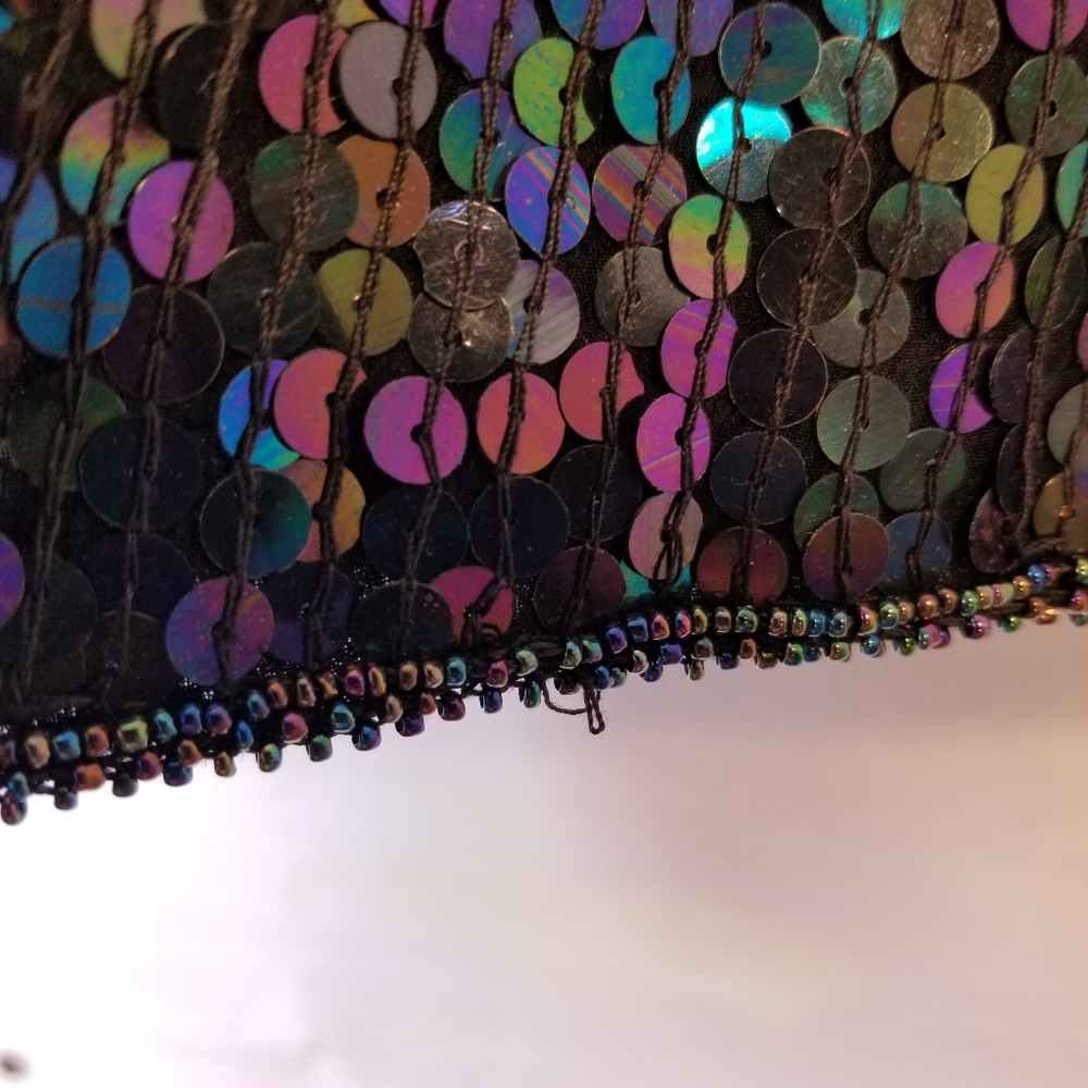 ✨ Vtg 60s Iridescent Sequin Tank Top | Black | S 🥂 - Picture 7 of 9